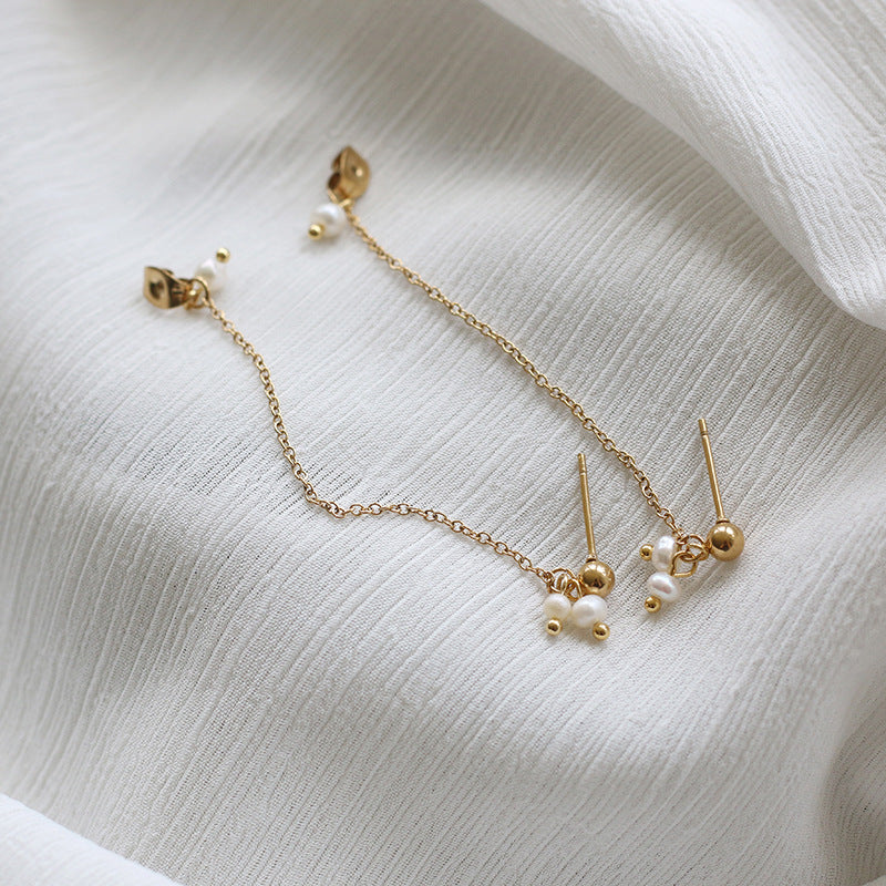 Boucles d'oreilles perles pendantes à chaines Melissa