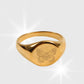 Bague retro Butterfly Hibiscus plaque or 18 carats